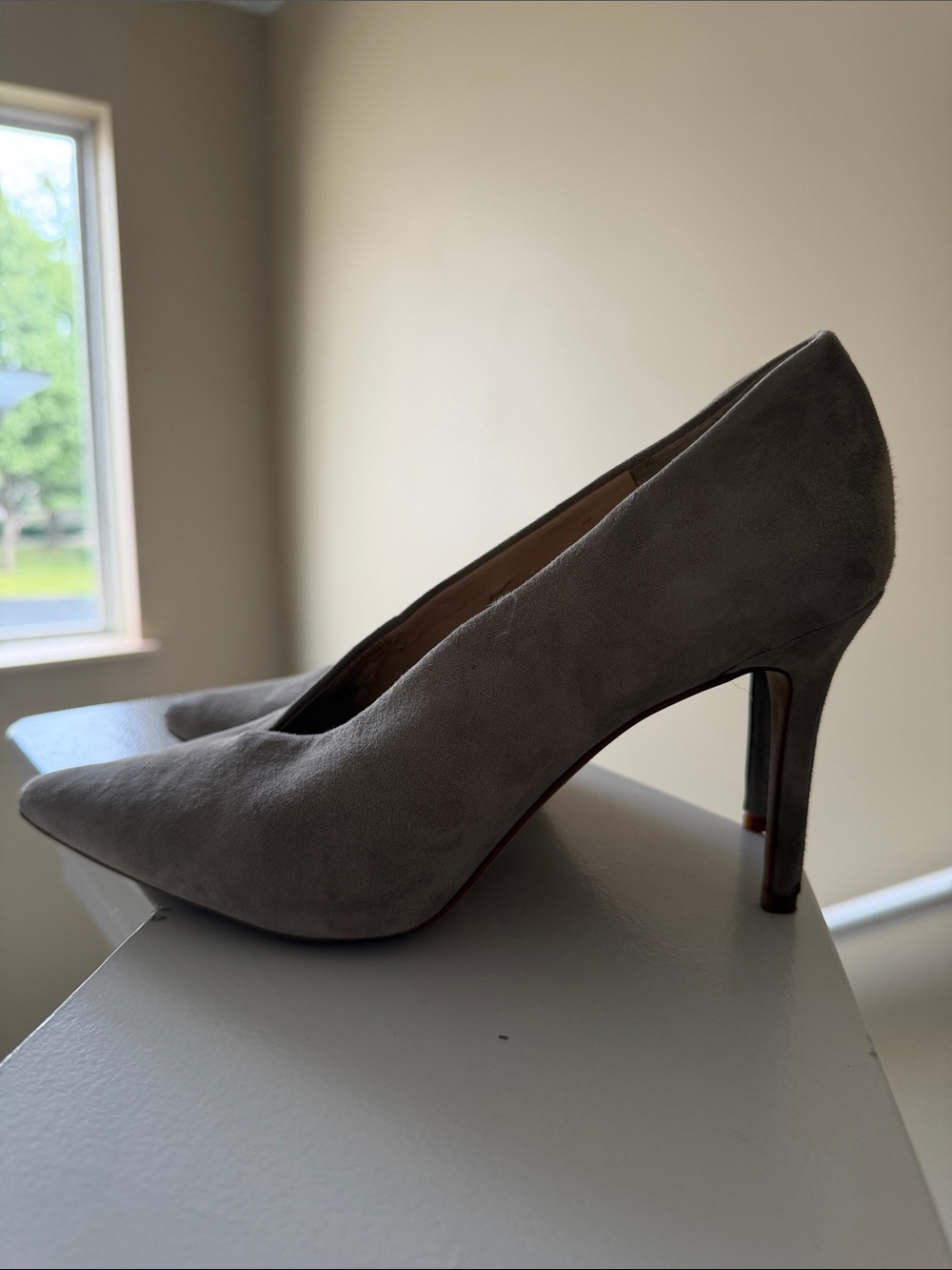 Vince Camuto Gray Suede Pointed-Toe Pumps